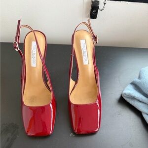 Tony Bianco Glossy Red Square-Toe Heels